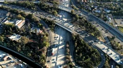 Speed Up Aerial View of Los Angeles Freeway / Highway / Suburbs 