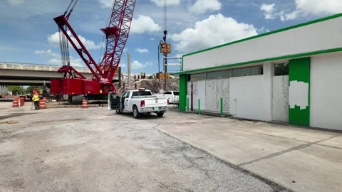 0013RedCraneConstructon Video stock 339983273