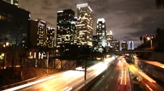 Time Lapse of LA Downtown Buildings & Freeway Los Angeles - Clip 3