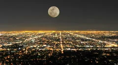 Time Lapse of Moon Rising over Los Angeles - Clip 2