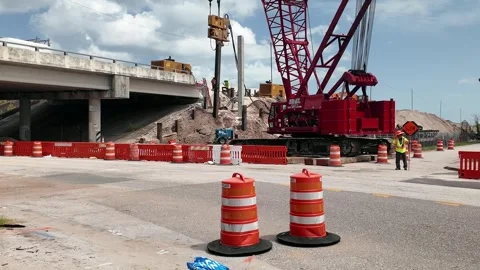 0017RedCraneConstructon Stock Footage 339983308