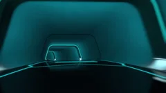 camera fly-through a futuristic tunnel with glowing neon lines