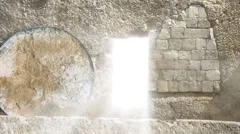 Resurrection of Jesus at Tomb on Easter (Holiday) Morning