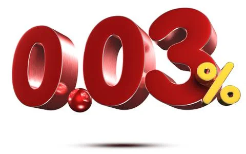 0.03 percent numbers 3d rendering on white background.(with Clipping Path). Stock Illustration