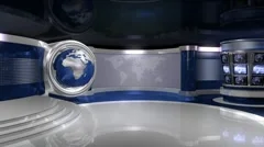 Blue Virtual News Studio 3 with Globe Animation