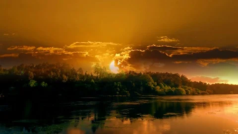 005 landscape of sunset on a river Stock Footage 107461866