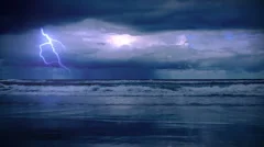 storm on the sea with lightnings