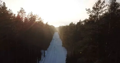 006 Helicopter Air Clouds Sky Fog Forest Tree River Water Winter Snow The sun Stock Footage 105176912