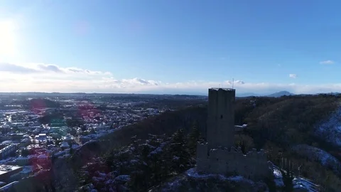 0067 Como lakecomo baradello castle  snow mountain Stock Footage 85095559