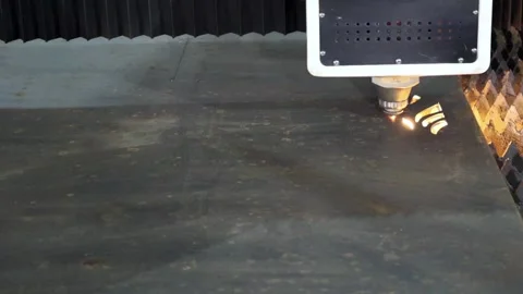 007 cutting sheet metal on a laser cnc machine Stock Footage 155305588