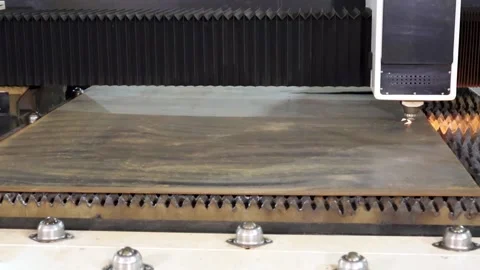 008 cutting sheet metal on a laser cnc machine Stock Footage 155305545