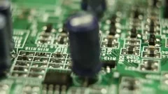 Extreme Close Up Pan Computer Mother Board System Semiconductors New Transistors