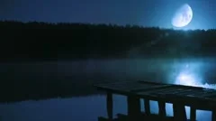 Moon-lit night in the lake. Romantic sight. Loop.