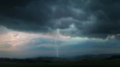 Evening thunderstorm - fantastic landscape video background.