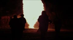 Explosion with men running