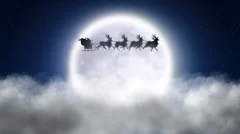 Santa with reindeer flies over moon 2