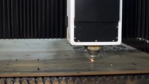 009 cutting sheet metal on a laser cnc machine Stock Footage 155305725