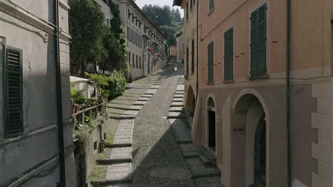 0095 lago d orta orta san giulio lake church oldtown Stock Footage 85276131