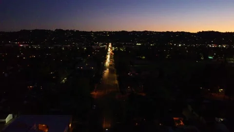 01 4K NIGHT TILT DOWN To  OVERHEAD 4 CORNERS in LA Valley Drone Aeiral Magno Stock Footage 176214601