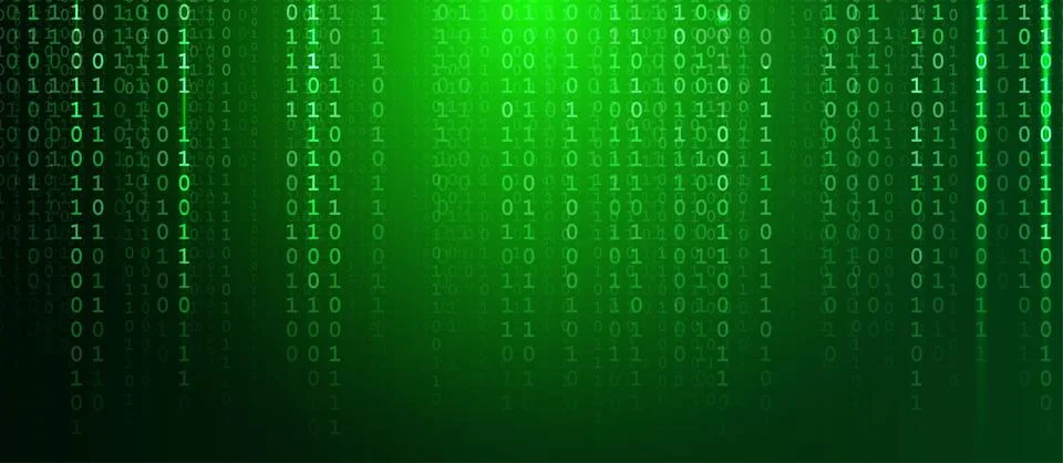 01 Binary Code Digital Technology Green Matrix Background for Digital Stock-Illustration