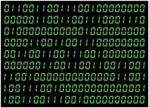 0,1 digits vector wallpaper. Green Binary code on black background. Digital m Stock Illustration