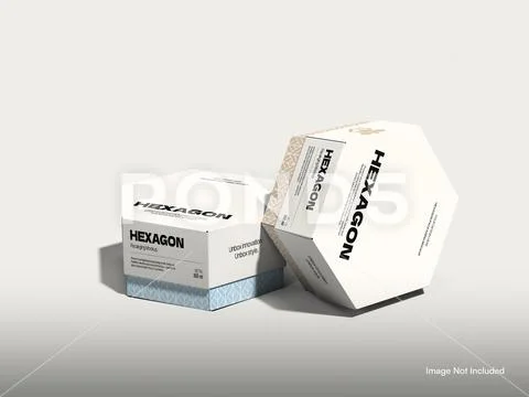 01.  Hexagon Packaging Mockup PSD Template
