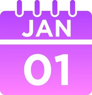 01-January - 01 Glyph Gradient Icon pictogram symbol visual illustration Illustrazione stock