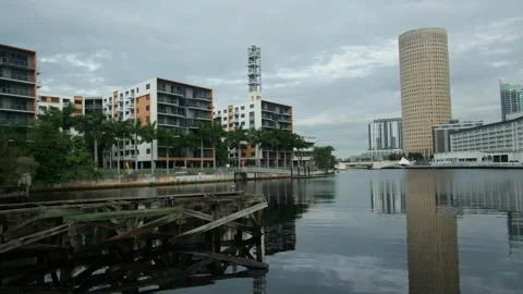 01 Oct 2024 - A view of the waterfront in Tampa with the Rivergate building Stock Footage 286238375