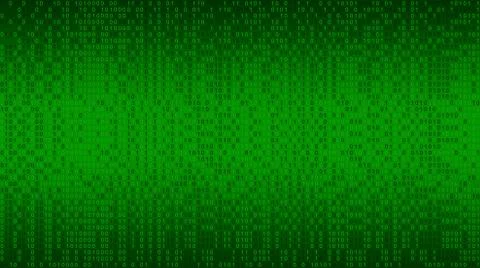 01 or binary data on the computer screen isolated on green background, 3d ill 库存照片