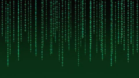 01 or binary data on the computer screen isolated on green background, 3d ill Foto stock