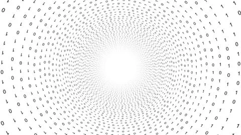 01 or binary data on the computer screen in circle shape on white background, Stock Photos