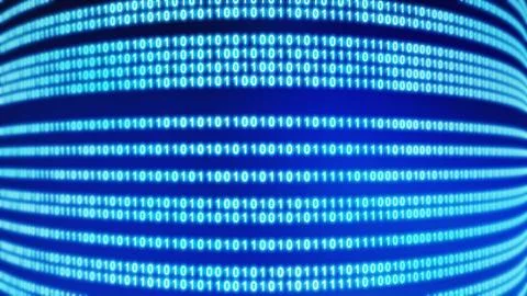 01 or binary data on the computer screen on blue background in technology con 库存照片
