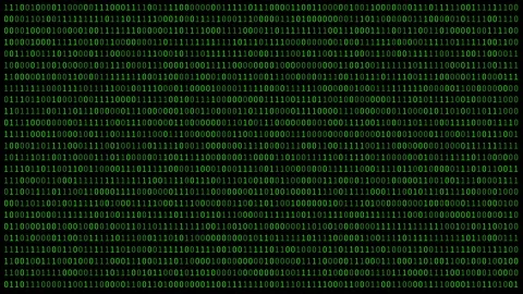 01 or binary numbers on the computer screen on black monitor background metri Stock Footage 101655480