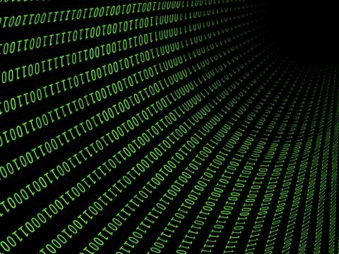 01 or binary numbers on the computer screen on monitor matrix background, Dig Illustrazione stock