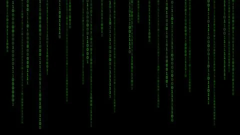 01 or binary numbers on the computer screen on monitor matrix background, Dig Foto stock