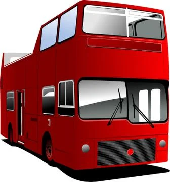 01 red open bus Stock Illustration