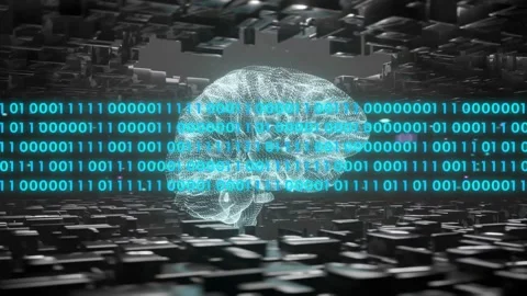 01 ribbon emerging midline causing wire brain pulsing rotating zooming out Stock Footage 334337608