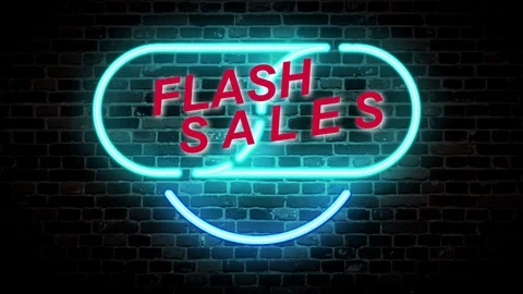 01 Text Animation with Graphics Effect Neon Flash Sales Vidéo 127895314