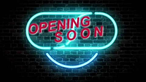 01 Text Animation with Graphics Effect Neon Opening Soon 库存影片 127896108