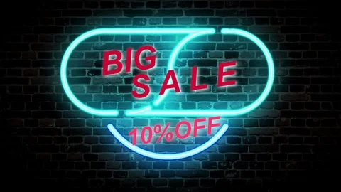 01 Text Animation with Graphics Effect Neon Big Sale 10 Off 库存影片 127923223