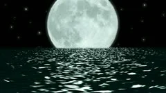 Ocean Night Large Moon Fantasy Scene Seamlessly Looping HD