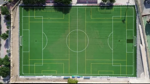 010626 Murcia View of empty green artificial turf soccer field Stock Footage 336216238