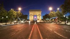 Paris timelapse - arc de triomphe at dusk