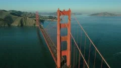 Aerial view of traffic crossing the Golden Gate Bridge, San Francisco,  USA