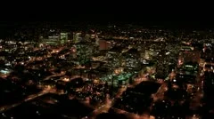Aerial night illuminated cityscape, North America