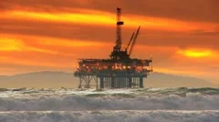 Oil Platform Offshore Sunset