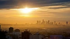 Sunrise. Los Angeles skyline.