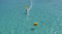 Aerial shots of windsurf rounding a mark