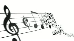 Music notes in 3d. HD. Loopable.
