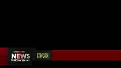 Red news ticker lower third overlay (loop-able) with alpha: Breaking News